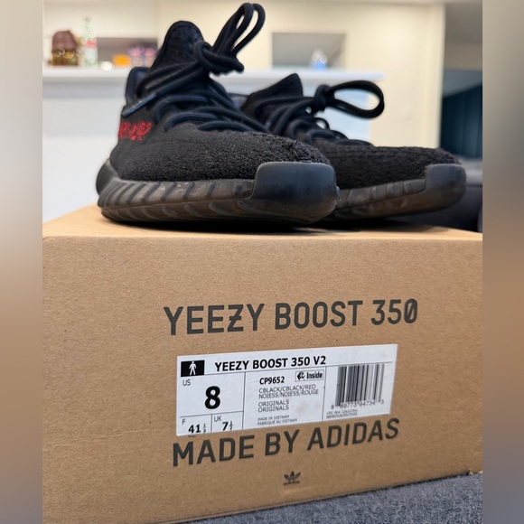 adidas Yeezy Boost 350 V2 Black with Red Stripe main image 4
